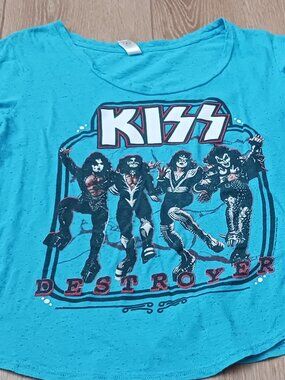 Kiss Destroyer blue tee sz medium Pimatee